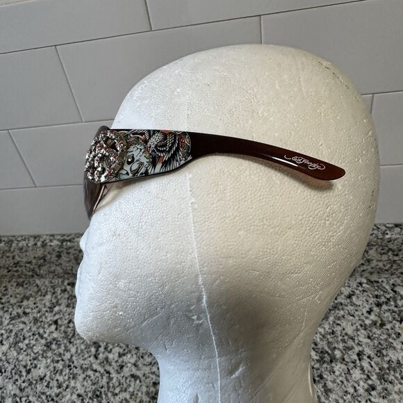 Ed Hardy  Vintage Y2K Brown Sunglasses Skulls  EHS 038 Glasses & Cloth New main image 12